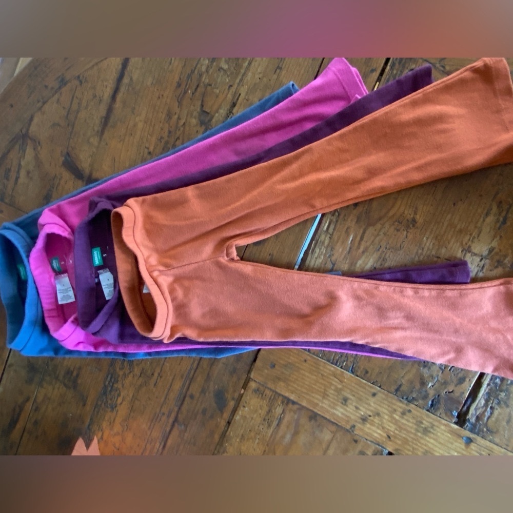 Girls size 5 flared leggings kids pants orange purple blue pink
